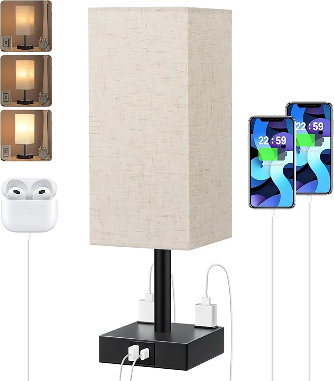 Touch Bedside Table Lamp for Nightstand by Aooshine