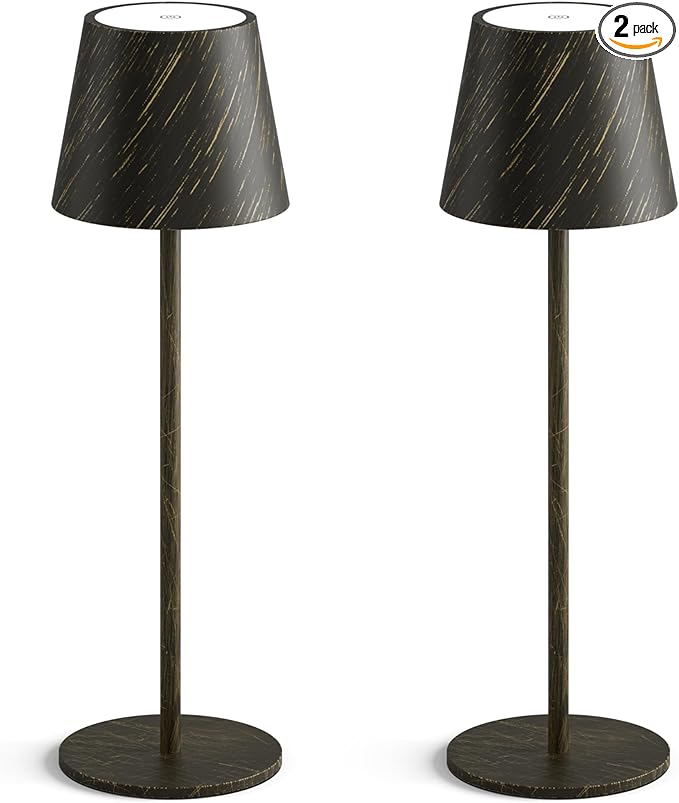 2-Pack Copper Cordless Table Lamp, Rechargeable LED Desk Lamp, 5000mAh Battery by LightUpYourLife