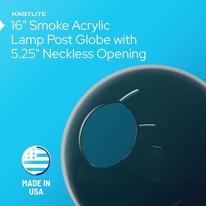 KASTLITE 16" Smoke Acrylic Lamp Post Globe | Smooth Textured - Image 6