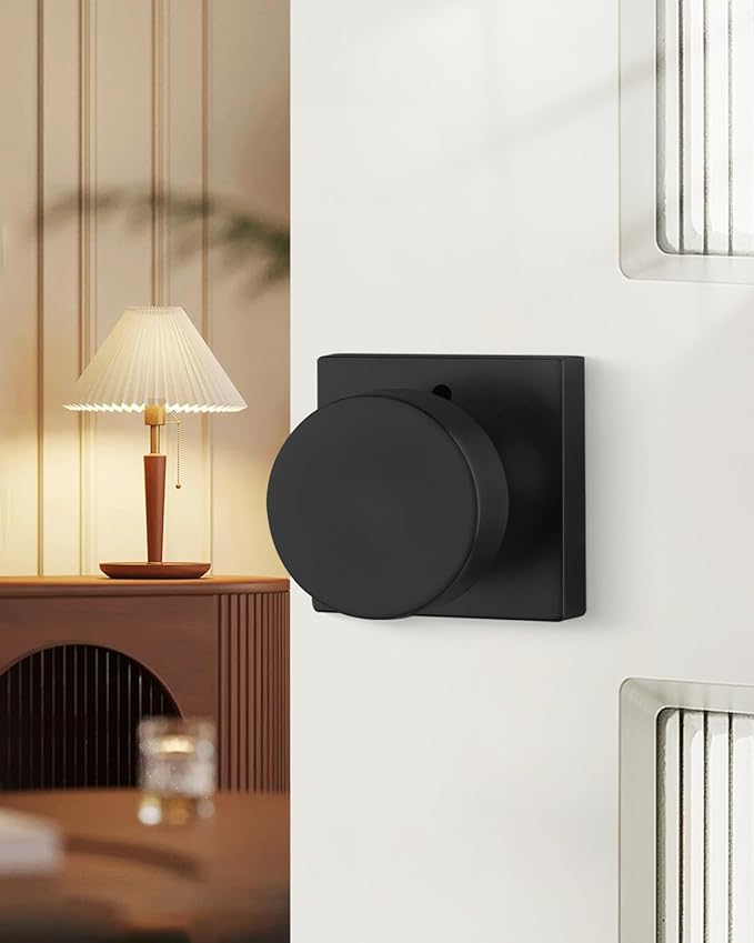 Haidms Matte Black Door Knobs Interior Privacy, Heavy Duty Square Black - Image 2
