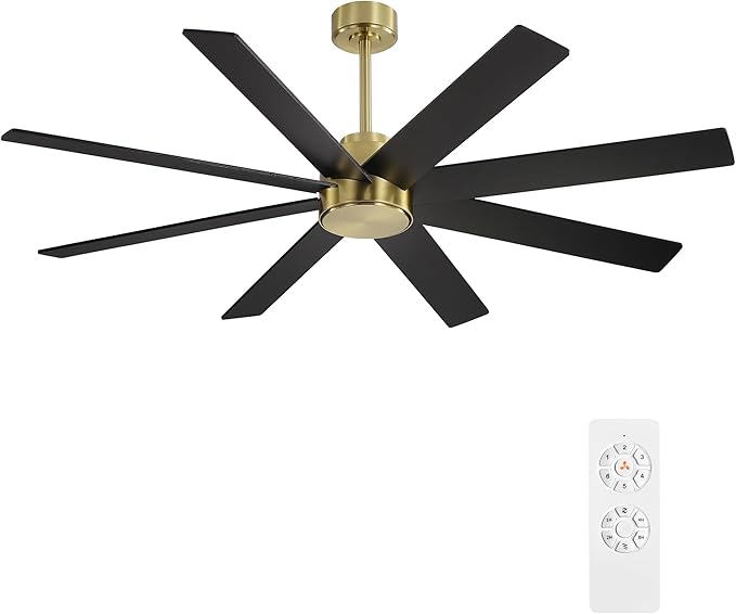 WINGBO 72" Large DC Ceiling Fans without Lights, 3 Downrods, 8 Plywood Blades by HomePage