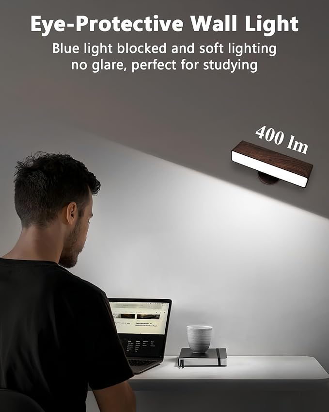 Battery Operated Wall Sconces Set of 2: Wireless Rechargeable Wall Light - Image 8