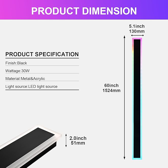 Outdoor LED Wall Lights for House, 2 Pack Long RGB Outdoor Wall Lights - Image 9