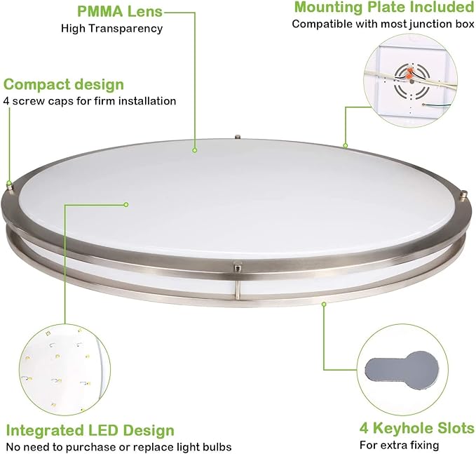 hykolity 32 Inch Oval LED Ceiling Light, 2700K/3000K/3500K/4000K/5000K - Image 4