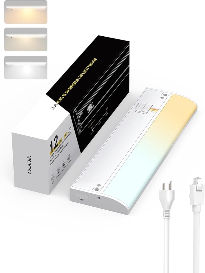 Under Cabinet Lighting Hardwired & Plug-in, 12 inch 3CCT Dimmable Linkable by AULAIDIK