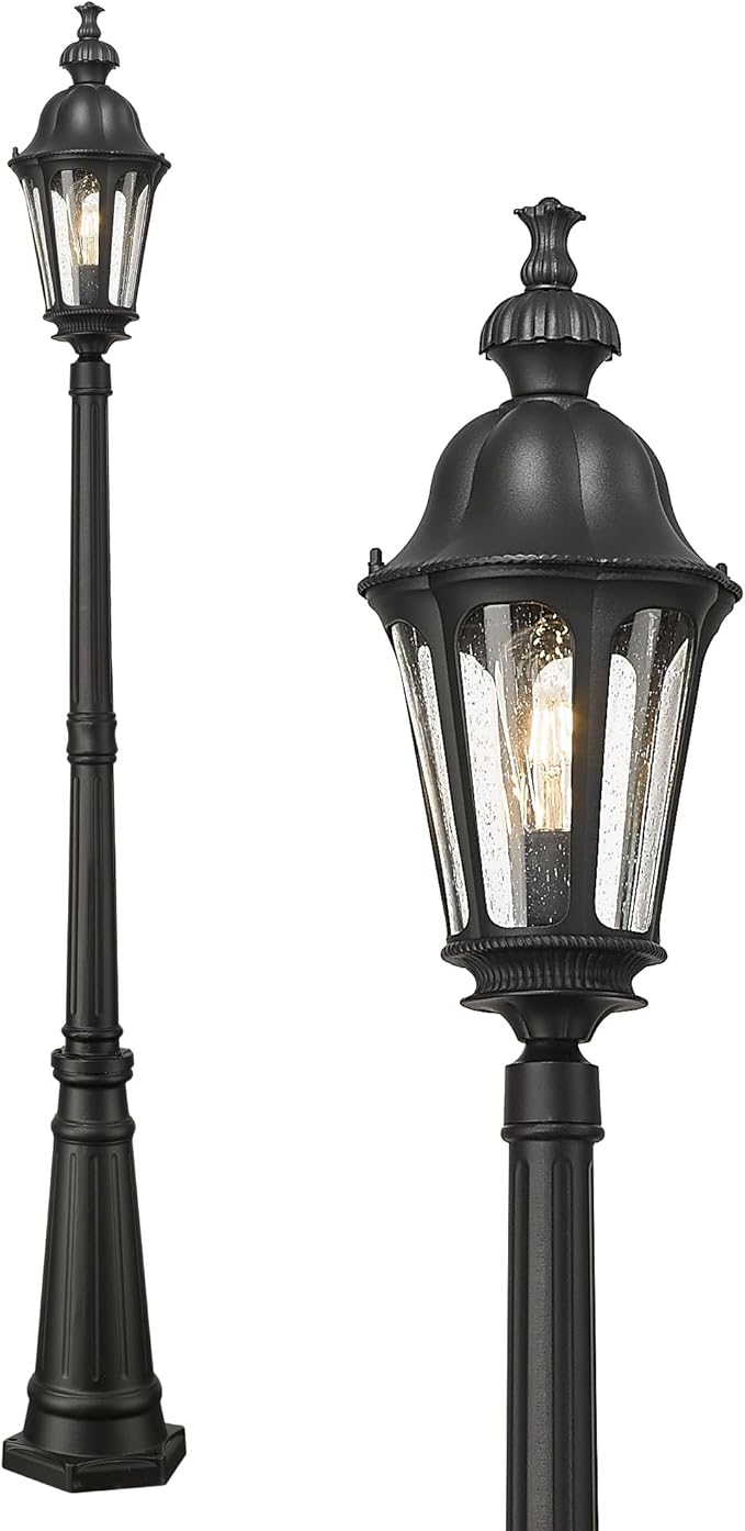 HWH Outdoor Pole Lights with Post 85'' Aluminum Lamp Post Light Fixtures with by HWHINVESTMENT