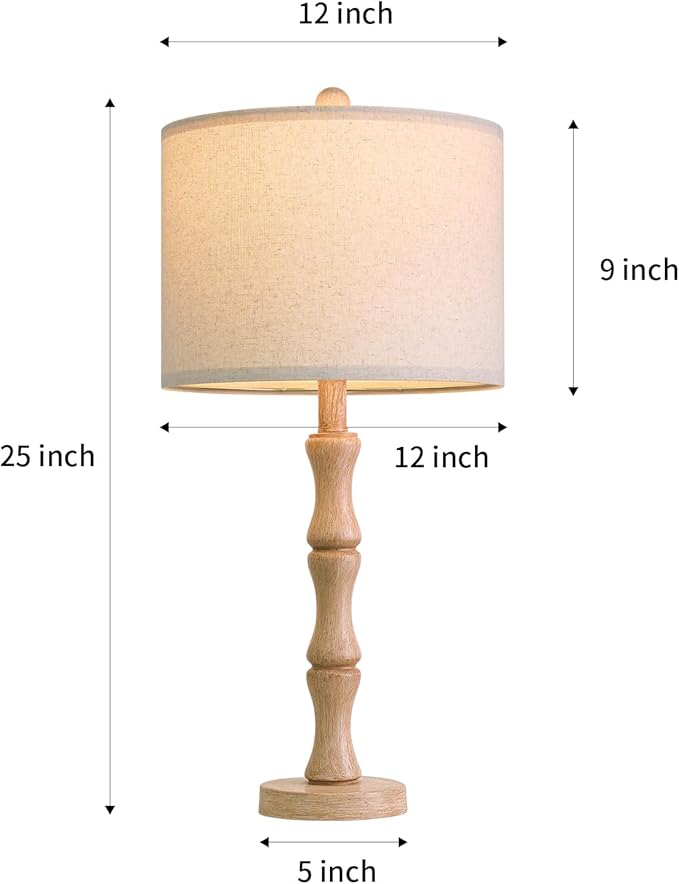 BOBOMOMO 25" Farmhouse Table Lamps Set of 2, Rustic Nightstand Lamps - Image 5