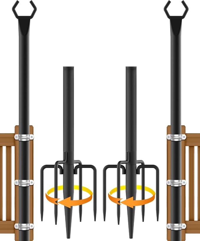 2 Pack String Light Poles, Metal Poles by NUERPO