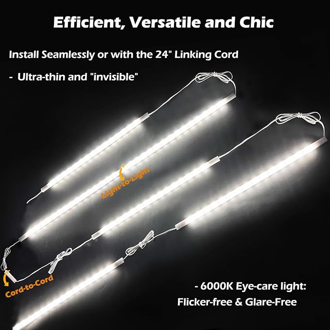 Cefrank Cabinet Lighting 6-Pack 12 inch Seamlessly Linkable Strip Light Bars - Image 3