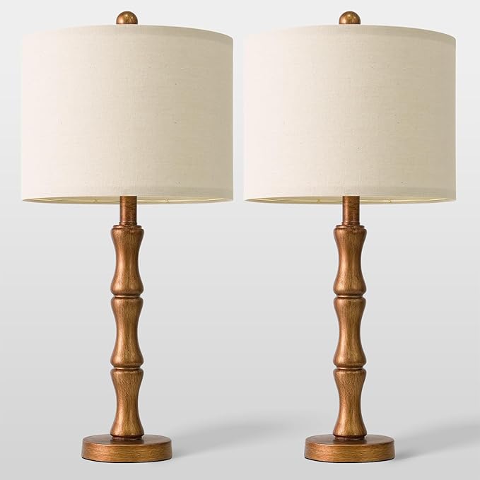 BOBOMOMO 25" Vintage Nightstand Lamps Set of 2, Farmhouse Table Lamps - Image 5