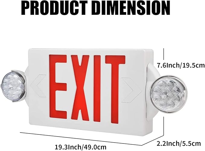 AKT LIGHTING Emergency Exit Light, Adjustable Two LED Head Exit Sign Light - Image 2