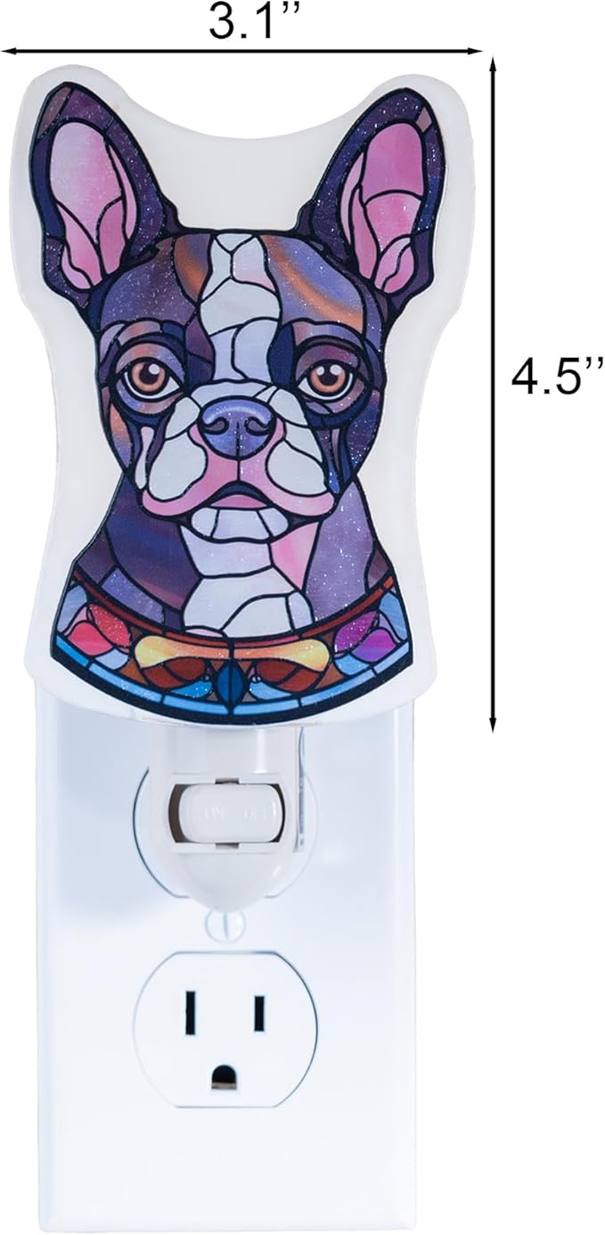 French Bulldog Dog Shaped Night Light – Stained Glass Styled Cutout Design – - Image 3