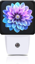 Night Light Purple and Blue Dahlia Flower Night Lights Plug into Wall Smart by FOISIIAEA