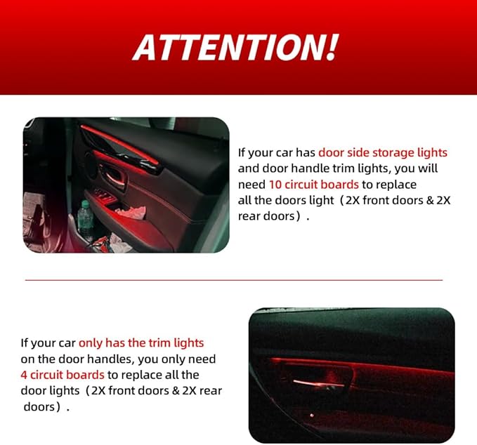NJSBYL 10PCS LED Door Pocket Handle Ambient Lighting Circuit Board - Image 5