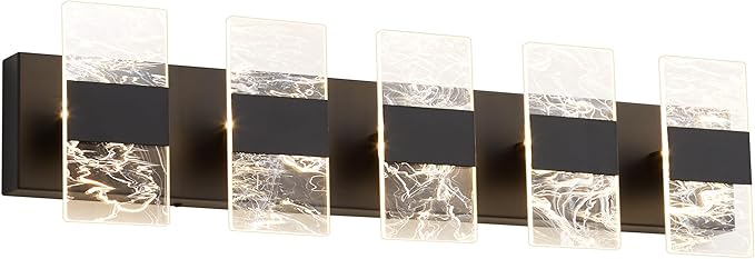 Modern LED Bathroom Light Fixtures Dimmable 5-Light Black Vanity Light - Image 9