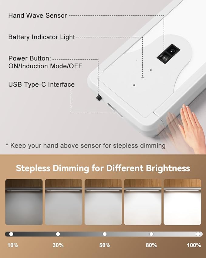 Pak 16 Inch Under Cabinet Lights, Hand Wave Sensor 83 LED Indoor Cabinet - Image 5