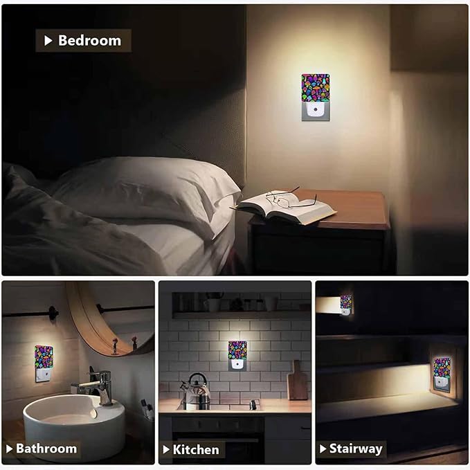 LED Night Light, Colorful Mushrooms Pattern LED Night Light Plug into Wall - Image 6