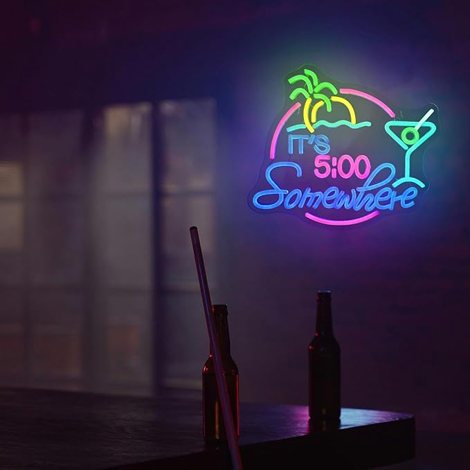 It's 5:00 Somewhere Neon Sign, USB Powered LED Neon Sign - Image 4