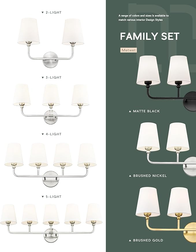 Bathroom Light Fixtures, 4 Light Vanity Lights - Image 7