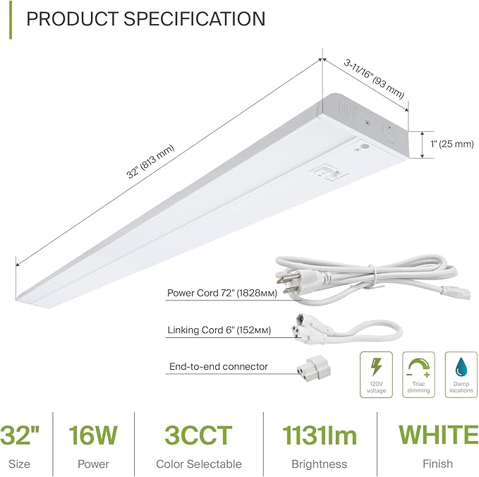 ASD LED Under Cabinet Lighting 32 Inch, Hardwired or Plug-in Installation - Image 2