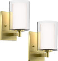 Kalium Bathroom Wall Sconces Set of Two Gold Double Clear Glass Shade Modern by Kalium