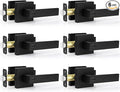 Estmoon 6 Pack Matte Black Door Handle, Keyless Interior Door Knobs Square by ESTMOON
