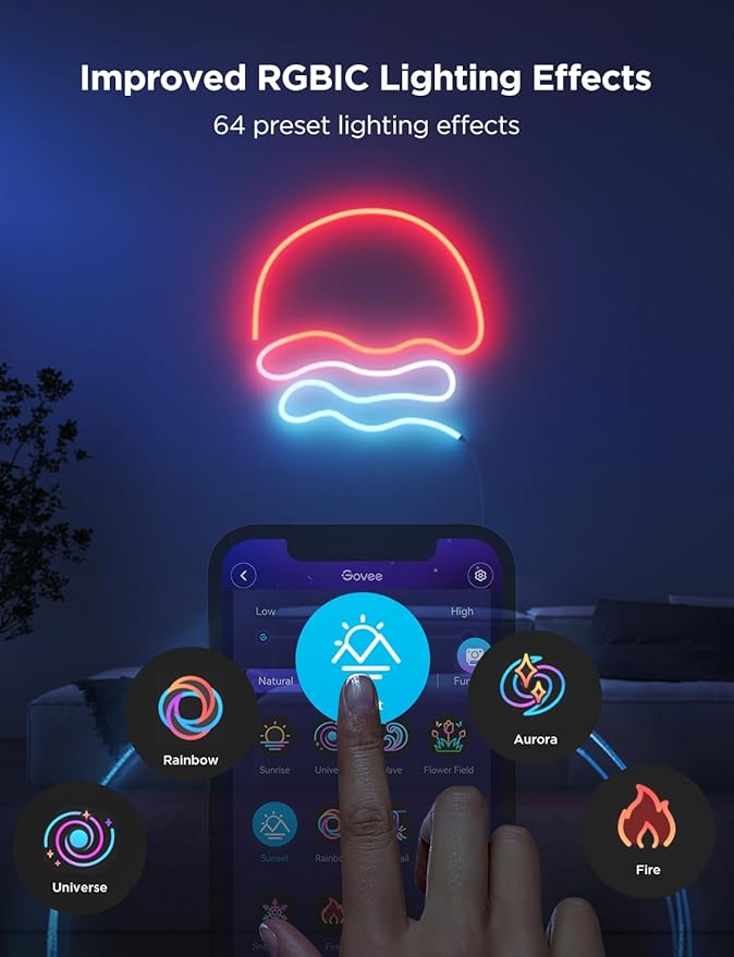 Govee RGBIC Neon Lights, LED Smart Neon Rope Light 2 Works - Image 7