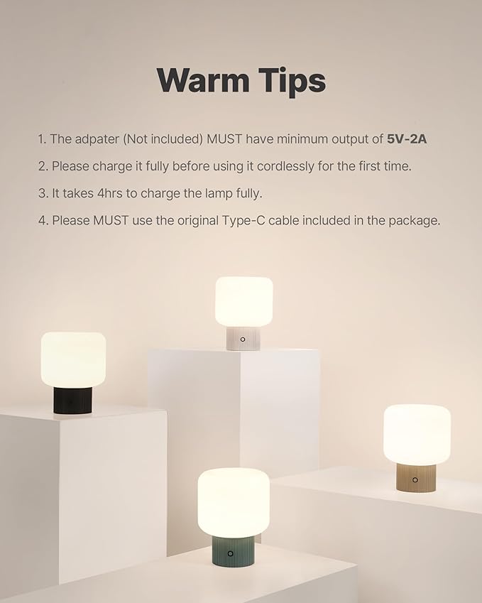 Halo Mushroom Lamp, 5W Cute Cordless Rechargeable Table Lamp - Image 8