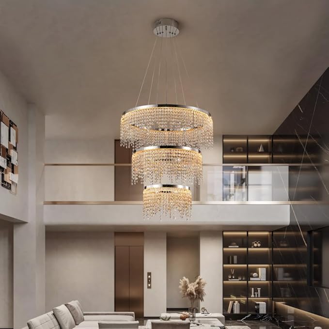 3 Tier LED Modern Ceiling Light Fixture, Home Decor LED Round Crystal - Image 7