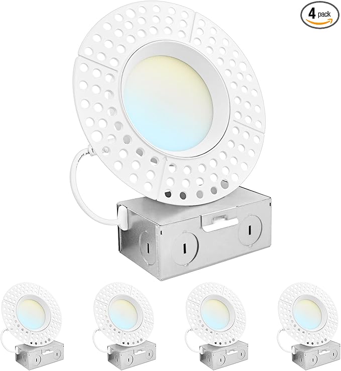 LUXRITE 4 Inch Trimless LED Recessed Lights by LUXRITE