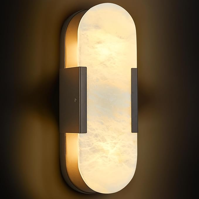 Alabaster Wall Sconce, Modern Natural Marble Wall Sconces by Unknown