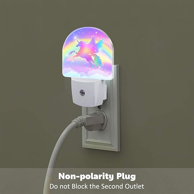 Flying Unicorn and Rainbows Night Light Plug into Wall, Shining Stars and - Image 4