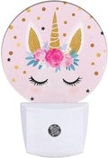 EKOBLA Unicorn Pink Night Light Gold Golden Polk Dots Stars Night Lights Plug by EKOBLA