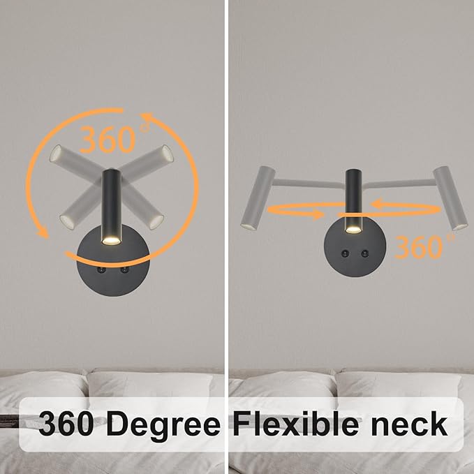Matte Black Wall Mounted Reading Light, 4000K Flexible Headboard Reading Sconces - Image 5