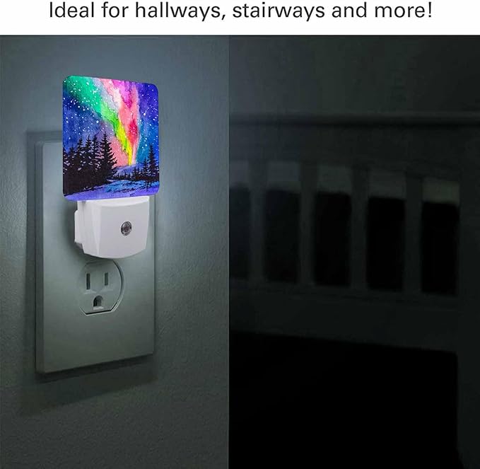LED Night Light, Winter Forest Northern Lights Snow Landscape LED Night Light - Image 2