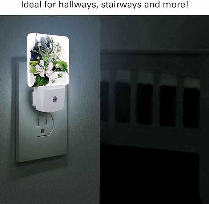 LED Night Light, Flower BlackBerry Watercolor Painted Blossom LED Night Light - Image 2
