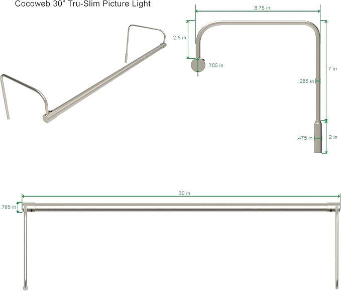 Cocoweb 30 Inch Tru-Slim Satin Nickel Picture Light - Image 2