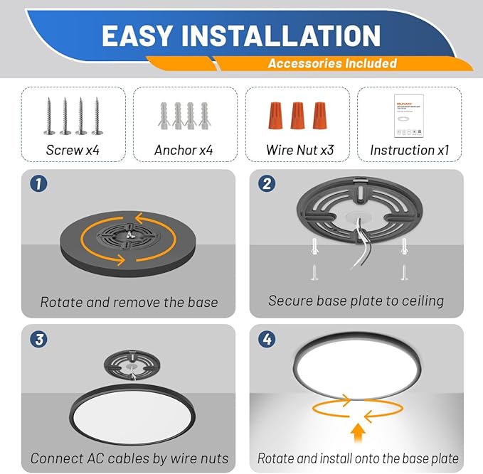 LED Flush Mount Ceiling Light Fixture, Bathroom. Dimmable Ceiling Lamp - Image 5