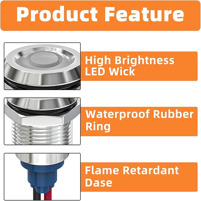 GASHER 5 PCS Energy Saving Indicator Light, LED Light 12V/24V/110V 20mA Panel - Image 4