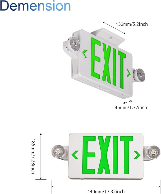 CM MZY Exit Sign with Emergency Light, Exit Signs with Battery Backup, Combo - Image 2