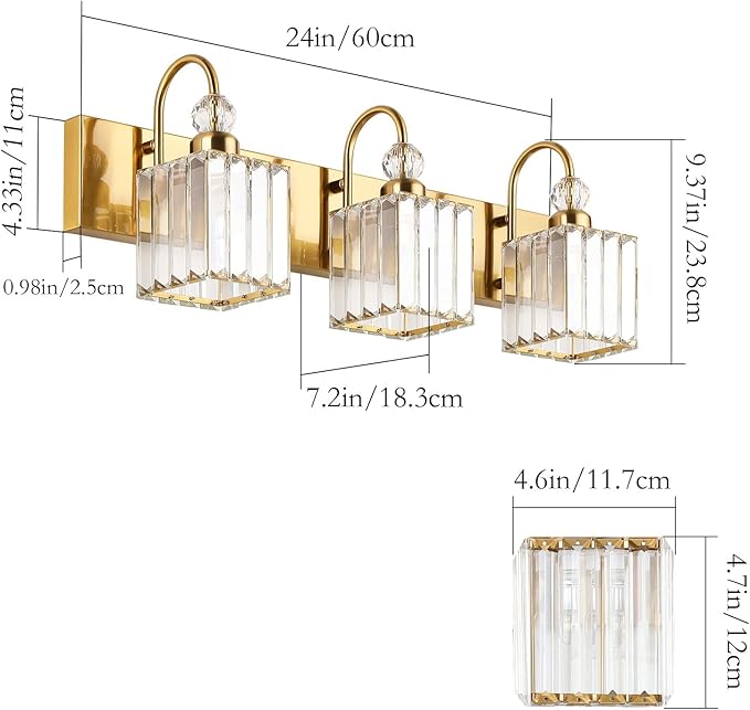 Ralbay Modern Gold Crystal Vanity Lights - Image 4