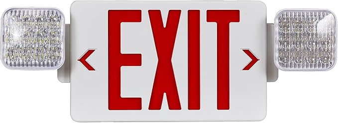 CMMZY Red Exit Sign with Emergency Light, Two Adjustable Square Head, Exit Sign by CMMZY