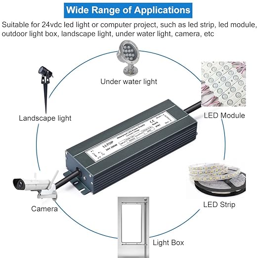 LED Power Supply 24V 8.3A 200W LED Driver AC90-130V to 24VDC Converter Low - Image 6