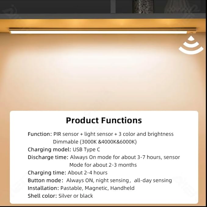 16-inch Wireless Under Cabinet Lighting, Motion Sensor LED Lights, USB-C - Image 3