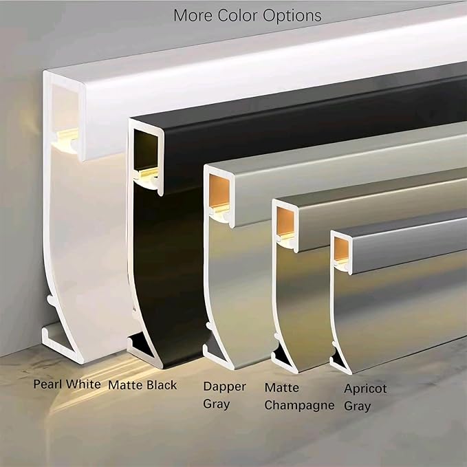 LED Aluminium Metal Baseboard Trim, Apricot Gray Finish 40 Pack 1.97 Inch x 8.2 - Image 4