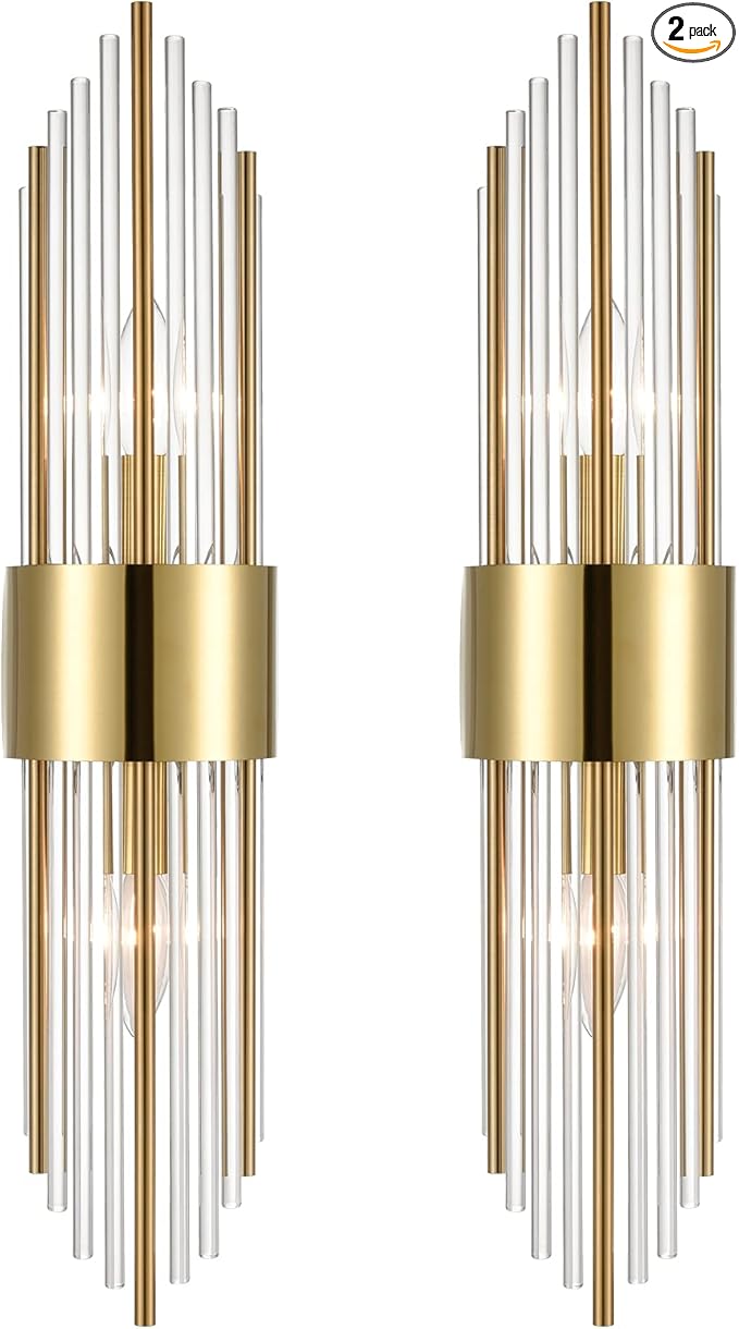 2-Light Modern Brushed Titanium Gold Wall Sconce by SHAWNKEY