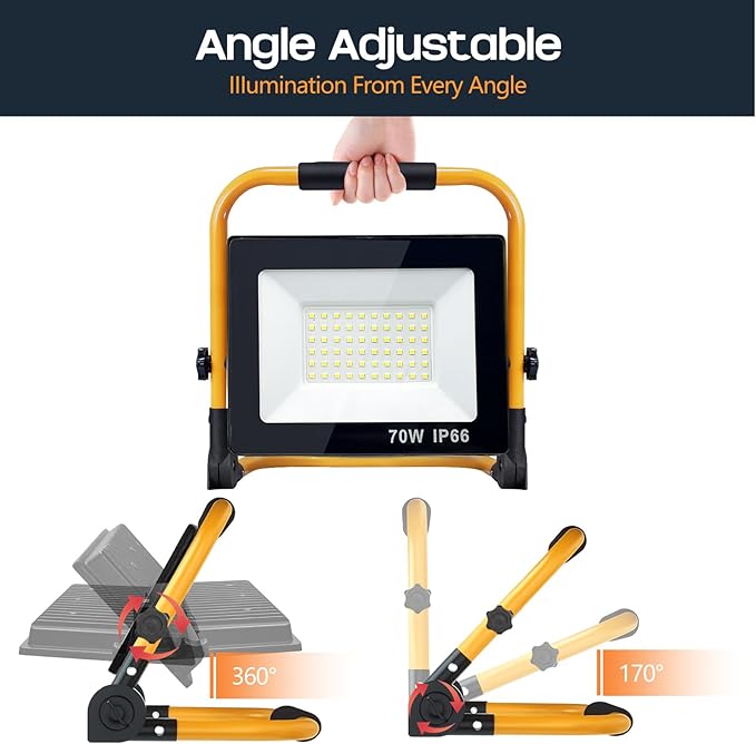 Work Lights with Stand, 1 Head LED Work Light, with Adjustable and Foldable - Image 5