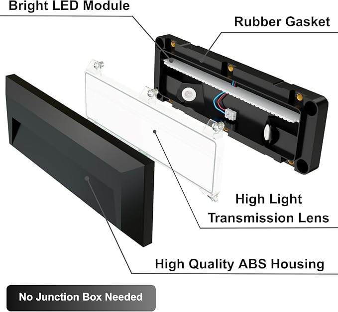ZONK Outdoor Indoor Step Stair Lights, 110V-240V Line Voltage Waterproof IP65 - Image 7