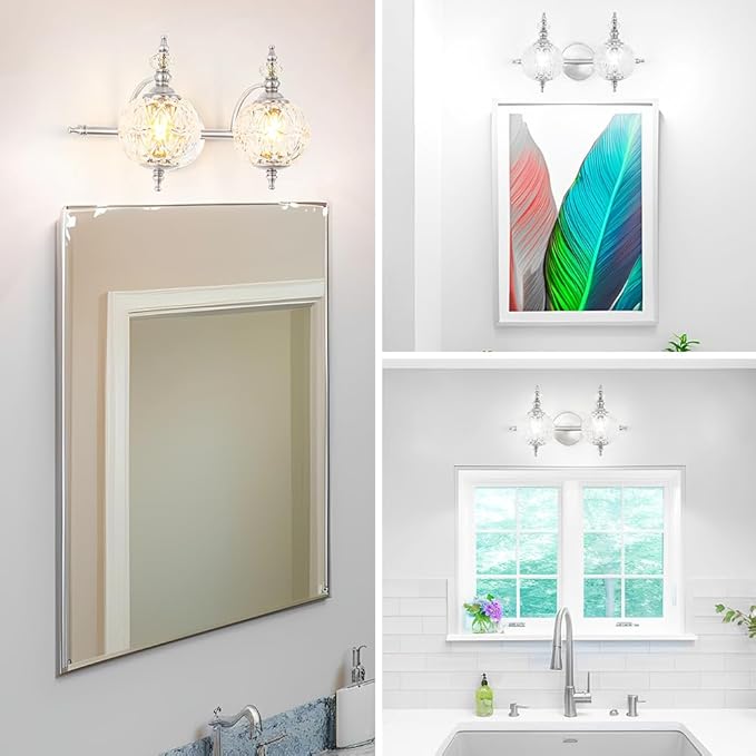 Brushed Nickel Bathroom Vanity Light Fixture Vintage Style - Image 4