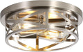 Close to Ceiling Light Fixtures, 2-Light Brushed Nickle Flush Mount Ceiling by Doxvieze